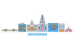 United States, Savannah cityscape line vector. Travel flat city landmark, oultine illustration, line world icons