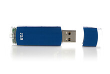 Blue Pendrive On White Background