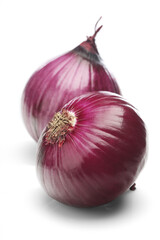 Canvas Print - Red onions over white background