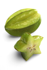 Sticker - Carambola fruit on white background