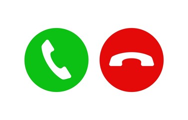 Sticker - buttons design for answering and rejecting phone call. green and red phone icon button for ui and ap