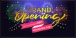Vector illustration of Grand Opening banner, get an assured gift, unlimited fun, Opening Ceremony poster, decoration, balloons, social media template.