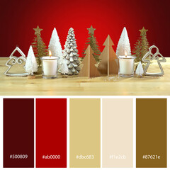 Christmas Red White and Gold Decor Trend Designer Pack Color Palette. Designer pack with photograph and swatches with hex codes references.