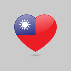 Sticker - Vector Glossy Taiwan Flag Heart