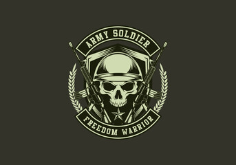 vintage retro badass tactical army special combat force skull badge vector illustration