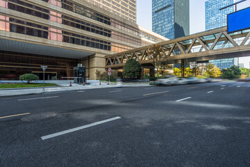 empty urban road with modern building in the city.