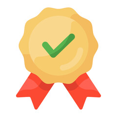 Wall Mural - 
Checkmark on a badge, quality badge in flat style 
