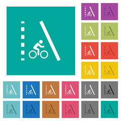 Sticker - Bicycle lane square flat multi colored icons