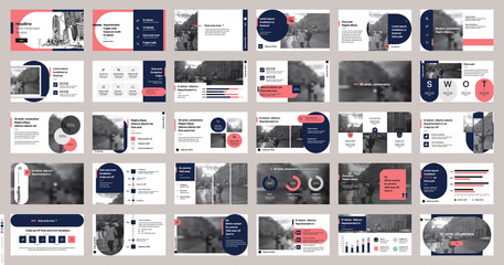 Canvas Print - geometric red and blue presentation element templates. vector infographics. for use in presentation,