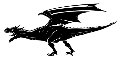 Wall Mural - Dragon Rage Side View Silhouette