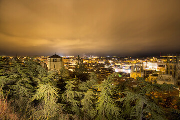 Panoramic of Burgos during the night with views of the cathedral (Spain)