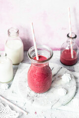 Poster - Fresh organic raspberry smoothie recipe