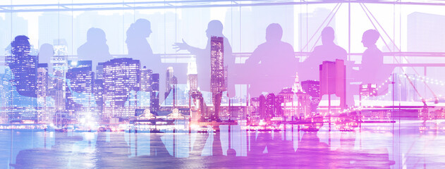 Wall Mural - Silhouette of business people having a meeting
