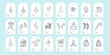 © Валерия Соловьева - Large set of tags for gift boxes. A collection of labels with Christmas and winter elements hand-drawn in Doodle style. Black and white vector illustration isolated on a white background.