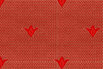 Sticker - Oriental curve pattern red Chinese background