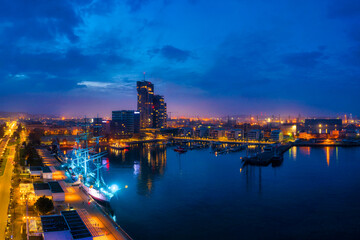 Wall Mural - Cityscape of Gdynia by the Baltic Sea at dusk. Poland