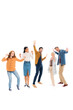 © LIGHTFIELD STUDIOS - Cheerful multiethnic businesspeople showing yes and waving hands at camera isolated on white