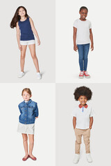 Sticker - Kid's minimal fashion full body model set