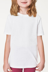 Canvas Print - Girl's casual white t shirt studio shot