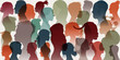 Crowd. Silhouette side group of men women girl of diverse cultures. Diversity multi-ethnic people. Racial equality and anti-racism. Multicultural and multiracial society. Allyship. Race