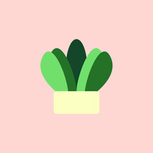 Simple Flat Design Of Green Cactus In A Pot Vector 