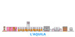 Italy, L'aquila cityscape line vector. Travel flat city landmark, oultine illustration, line world icons
