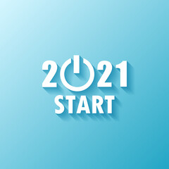 Aufkleber - New year 2021 start flat vector blue icon, winter concept illustration in eps 10