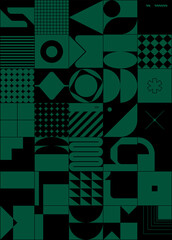 Wall Mural - modern brutalism inspired design artwork abstract vector pattern graphics with bold geometric shapes