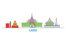 Laos Cityscape Line Vector. Travel Flat City Landmark, Oultine Illustration, Line World Icons