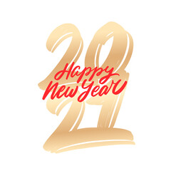 Wall Mural - 2021. Happy New Year. Vector gold foil lettering greeting card.