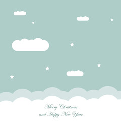  Christmas card. Sky clouds and stars design. Vector illustration