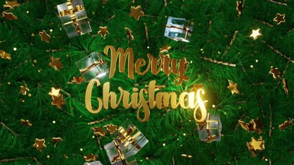 Wall Mural - new year and christmas 2026/2025. mobile gold inscription merry christmas on the background of green