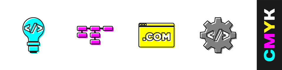 Set Front end development, Site map, UI or UX design and icon. Vector.