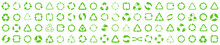 Biodegradable, Compostable, Recyclable Icon Set. Set Of Green Arrow Recycle.  Flat Design Web Elements For Website, App For Infographics Materials. Green Recycling .Vector Illustration
