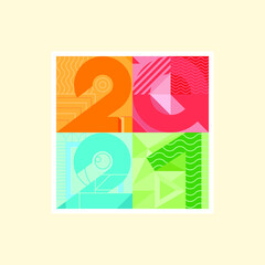 Wall Mural - Vector flat illustration of numbers 2021. New Year.