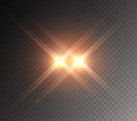 Wall Mural - star burst with beams isolated on transparent background. golden flash with rays or gold spotlights.