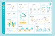 Dashboard UI. Simple data software, chart and HUD diagrams, admin panels. Modern financial application interface template vector infographic. Illustration report diagram visualization statistic