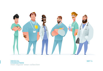 Medical Men Characters in Standing Pose. 