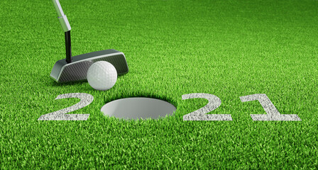 Wall Mural - Golfball beim Putten 2021