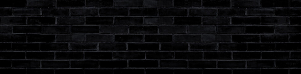 Wall Mural - Spotted rough black brick texture background. Brick wall banner