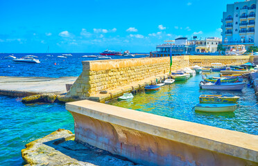 Poster - The historical harbour Il-Menqa in Bugibba, Malta