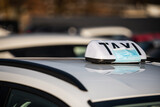 Fototapeta  - taxi badge on the roof - protests - tightening after the covid 19 coronavirus pandemic