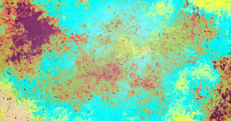 Canvas Print - abstract spotted background of blue brown yellow beige color with grains, spots. A versatile messy stylish art backdrop for banners, web, brochures, etc.