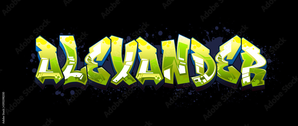 Alexander. A cool Graffiti styled Name design. Legible letters for all ages.  - obrazy, fototapety, plakaty 