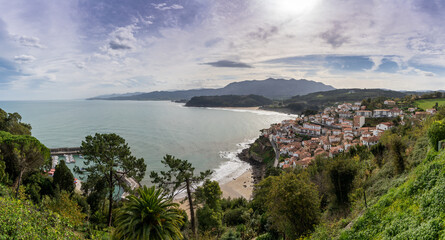 Sticker - panorama view of Lastres village on the coast of Asturias in northern Spain