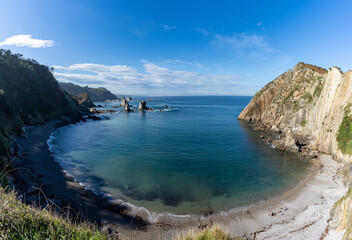 Poster - view of the Playa de Silencio beach in Asturias on the north coast of. Spain