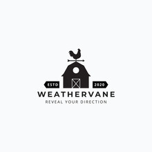 Illustration Of Rooster Weathervane And Barn Vector Good For Farm Company Logo Design