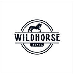 Wall Mural - Horse Logo Illustration Vector Graphics Design In Vintage Style