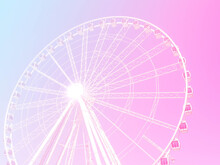 Ferris Wheel On Pink And Blue Sky Background