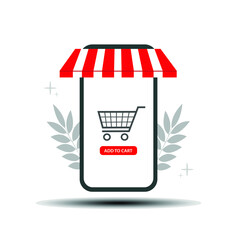 Wall Mural - shopping online on mobile application concept marketing and digital vector.